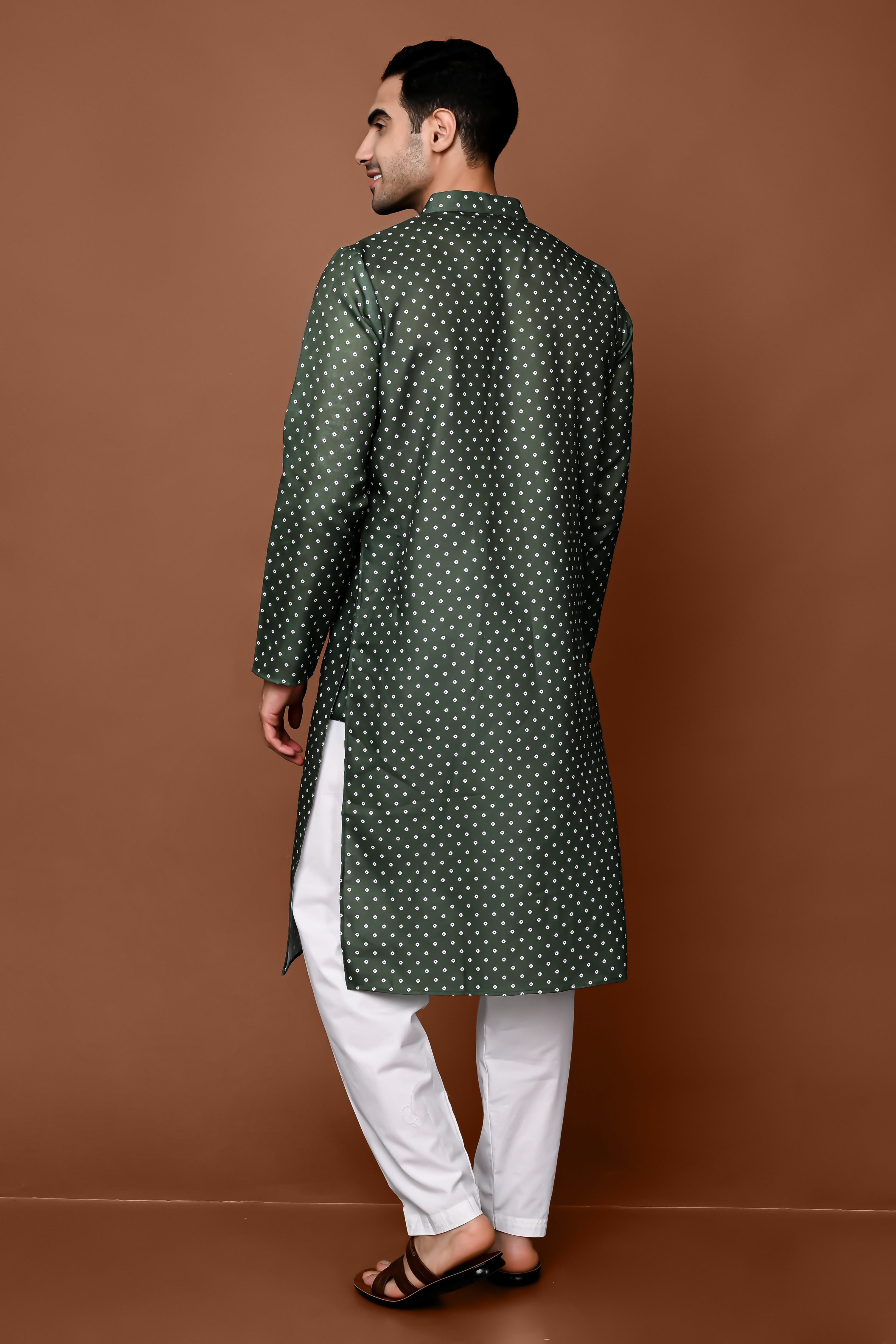 Aqua Printed Cotton Blend Kurta With Pajama Set – Vesham